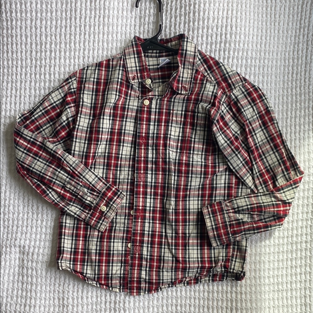 Red and Black Plaid Button-Up Shirt